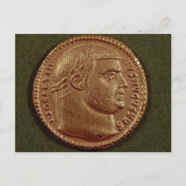 Postal Áureo de Diocleciano con corona de laurel (Anverso)