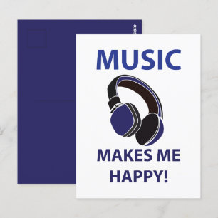 Postal Auriculares de Música La Música Me Hace Feliz Músi