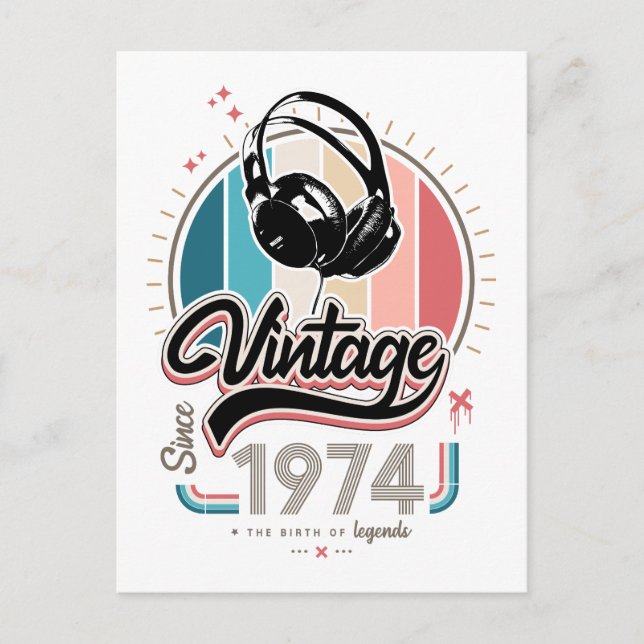 Postal Auriculares vintage desde 1974 (Anverso)