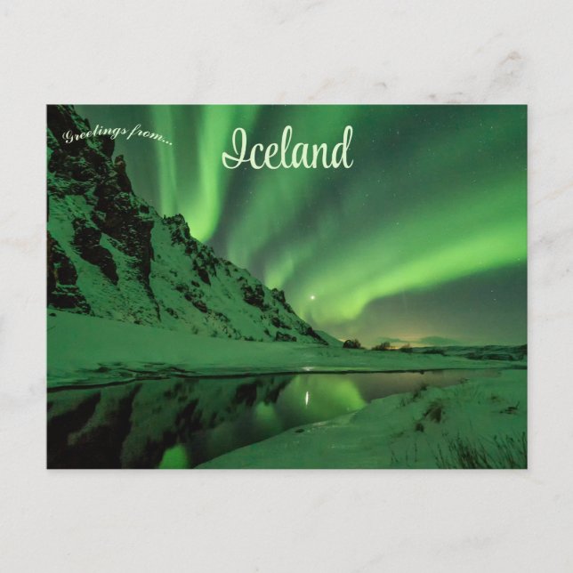 Postal Aurora boreal en Thorsmork Islandia (Anverso)