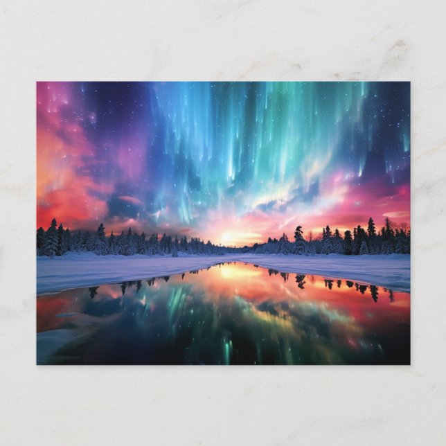 Postal Aurora boreal, luces del norte, (Anverso)