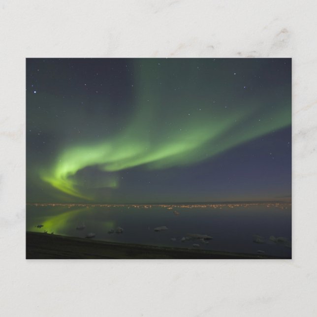 Postal Aurora boreal reflejada en el Océano Ártico (Anverso)
