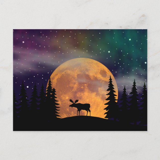 Postal Aurora boreal septentrional de las noches (Anverso)