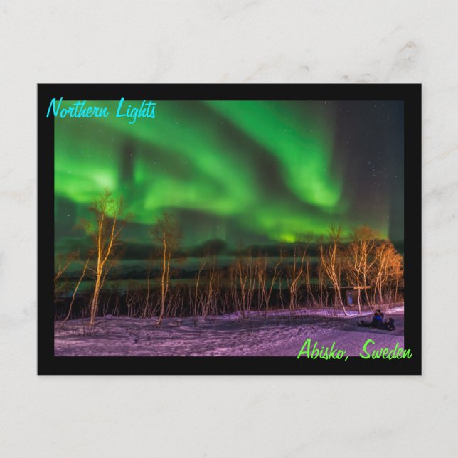 Postal Aurora Borealis Abisko Suecia (Anverso)