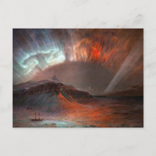 Postal Aurora Borealis por la Iglesia de Frederic Edwin