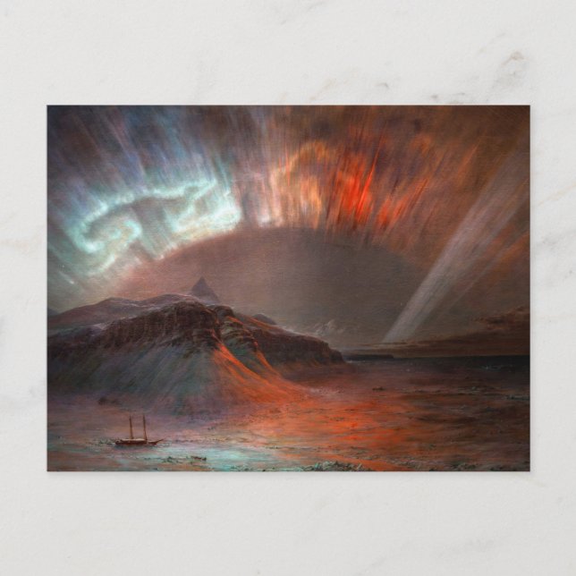 Postal Aurora Borealis por la Iglesia de Frederic Edwin (Anverso)