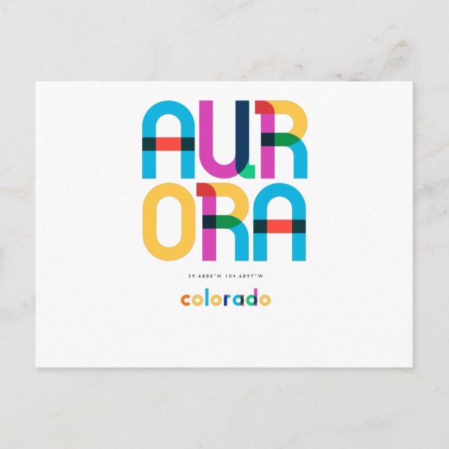 Postal Aurora Colorado Mid Century, Pop Art, (Anverso)