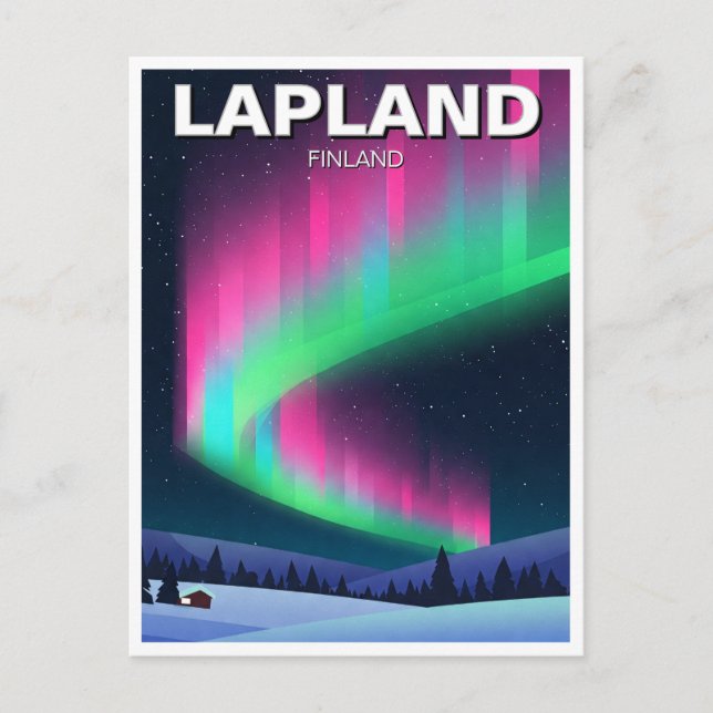Postal Aurora en Laponia Finlandia Viaje (Anverso)