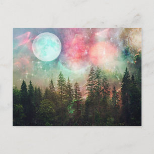 Postal Aurora Forest Full Moon