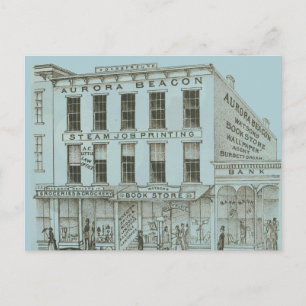 Postal Aurora Illinois Aurora Beacon News 1871 Stone Lith