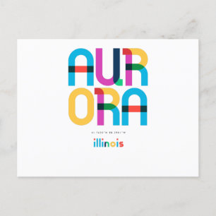 Postal Aurora Illinois Mediados de Siglo, Arte Pop,