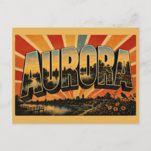 Postal Aurora Illinois Río Lago Jardín Hundido Arte