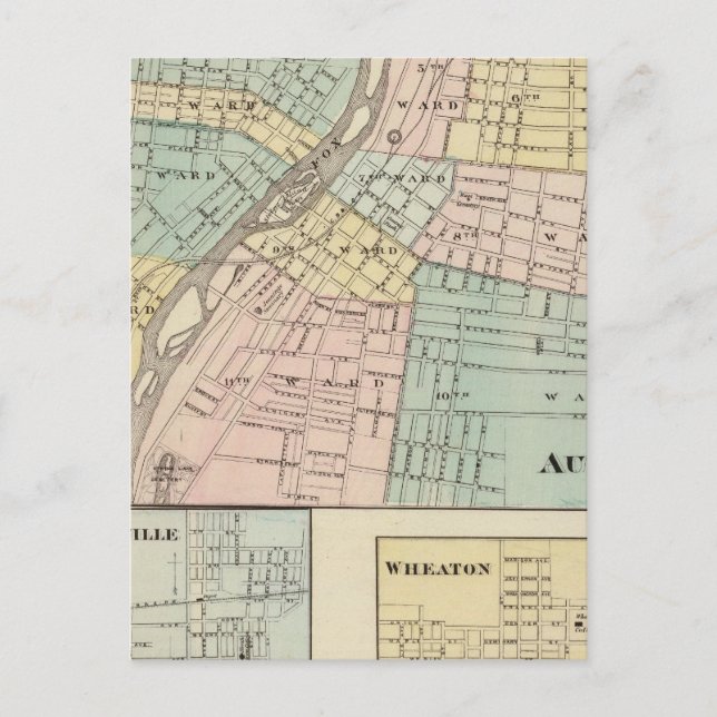 Postal Aurora, Naperville y Wheaton (Anverso)