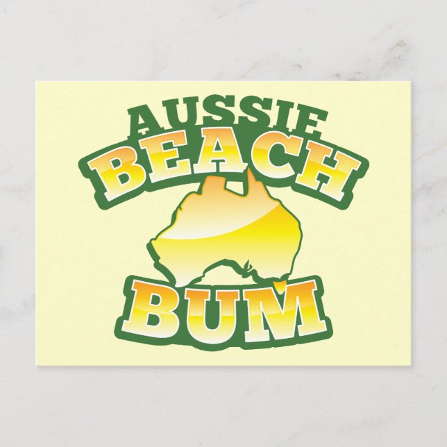 Postal ¡Aussie Beach Bum! con mapa australiano (Anverso)
