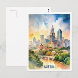 Postal Austin City Watercolor Painting