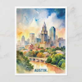 Postal Austin City Watercolor Painting