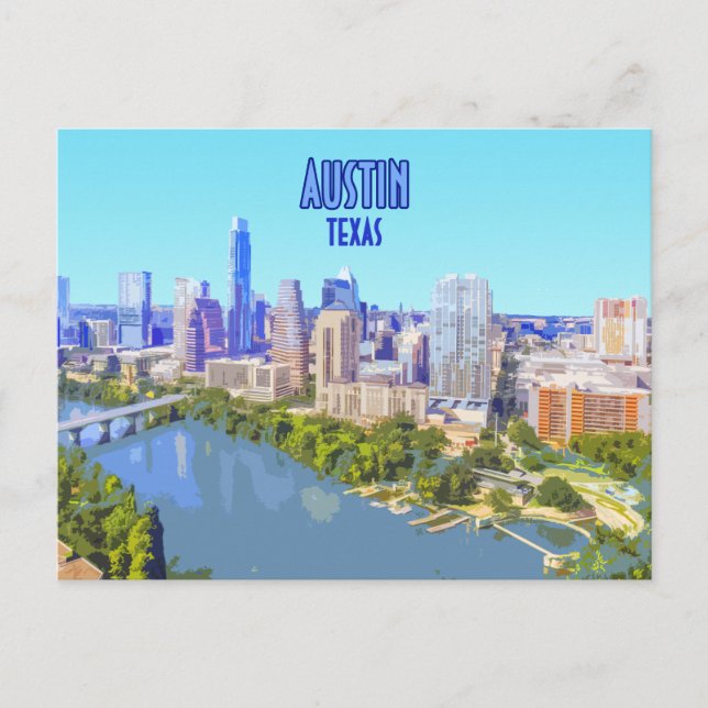 Postal Austin Downtown Texas Vintage (Anverso)