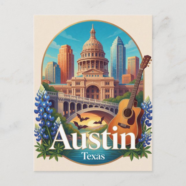 Postal Austin EE. UU. Capitolio de Texas Viajes (Anverso)