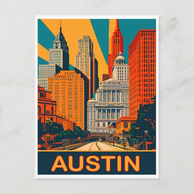 Postal Austin en Colores Vibrantes, Viaje (Anverso)