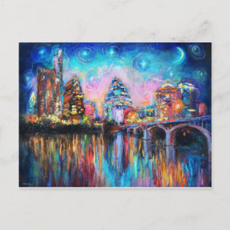 Postal Austin Skyline de noche paisaje urbano Regalos de 