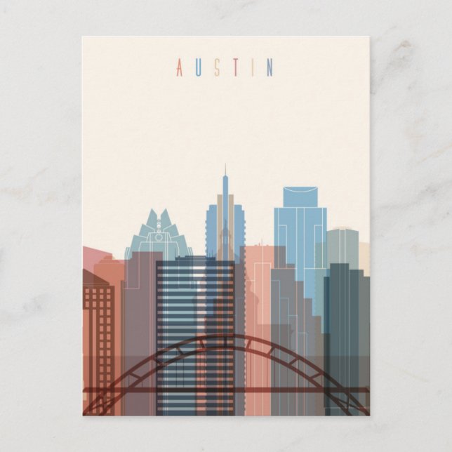 Postal Austin, Texas | Línea de la ciudad (Anverso)