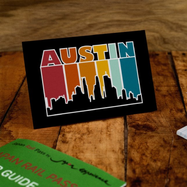 Postal Austin Texas Retro Sunset Cityscape (Austin texas Vintage Sunset Cityscape)