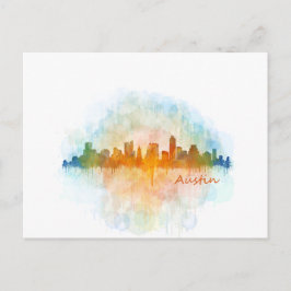 Postal Austin Texas skyline watercolor v4