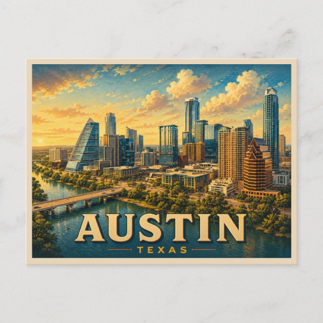 Postal Austin Texas Viajes Antiguos (Anverso)
