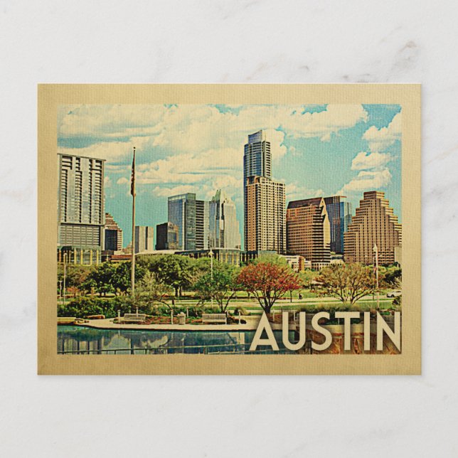 Postal Austin Texas Vintage Travel (Anverso)