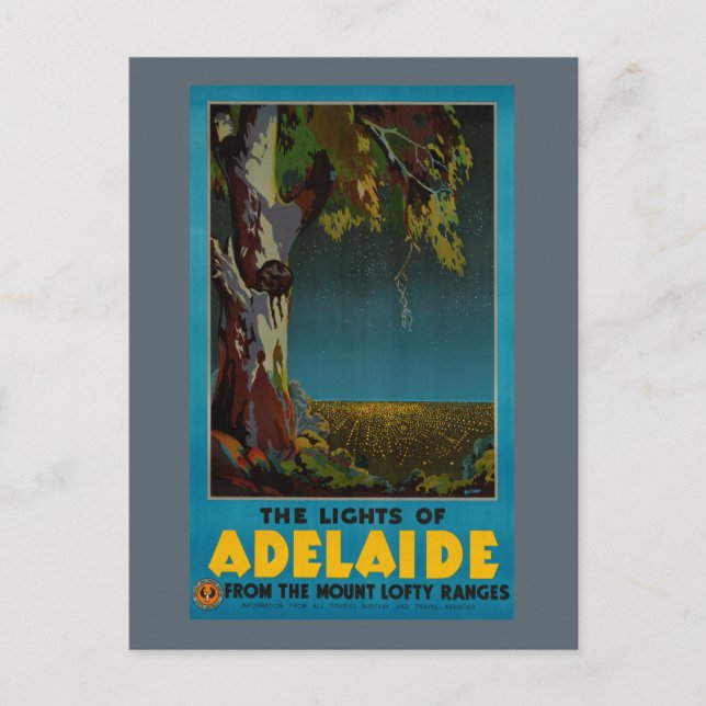 Postal Australia Adelaide Poster de Viajes Vintage Restau (Anverso)