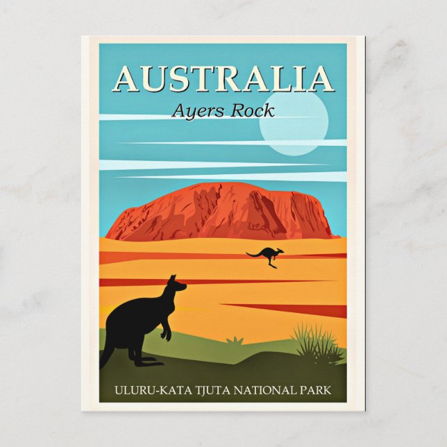 Postal Australia, Ayers Rock, poster de viajes vintage (Anverso)