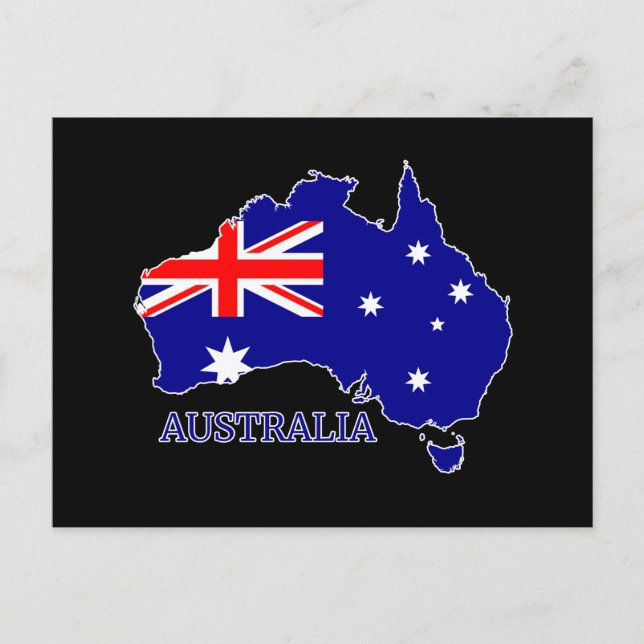 Postal Australia Bandera de Australia Mapa Viaje (Anverso)