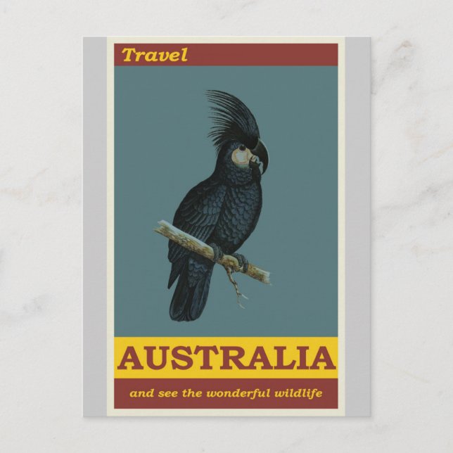 Postal Australia Cockatoo Vintage Travel Poster (Anverso)