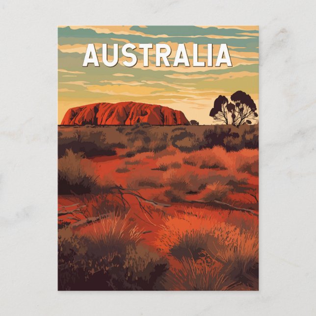 Postal Australia Ilustracion Viaje de arte (Anverso)