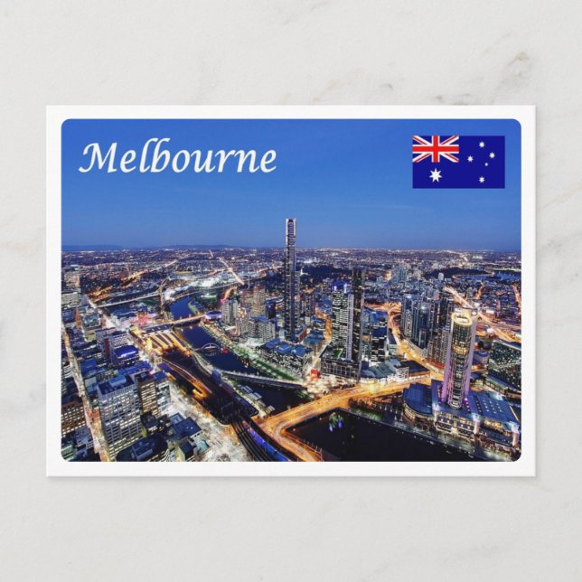 Postal Australia - Melbourne de noche - (Anverso)
