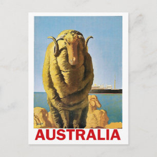 Postal Australia, ovejas en la costa