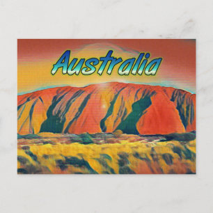 Postal Australia Uluru Ayers Rock surrealista