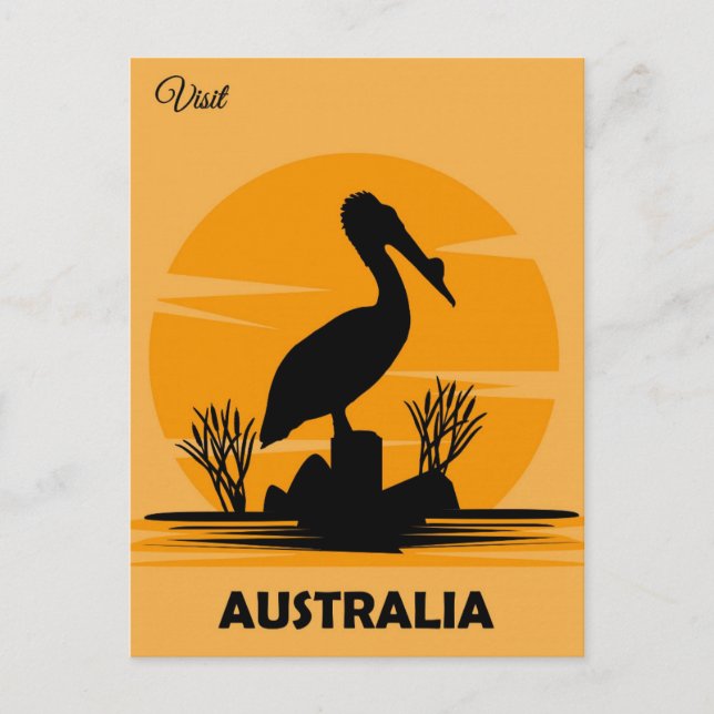 Postal Australia Viaje Pelícano (Anverso)