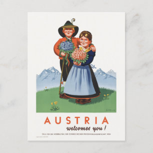 Postal Austria le da la bienvenida con el cartel de época