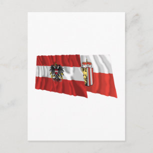 Postal Austria & Oberoesterreich Banderas Ondeando