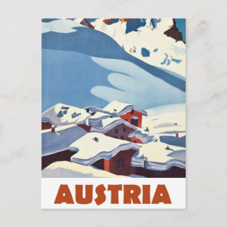 Postal Austria, pueblo cubierto de nieve, 