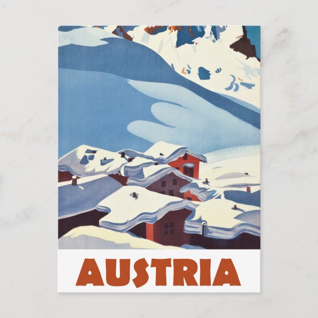 Postal Austria, pueblo cubierto de nieve,  (Anverso)