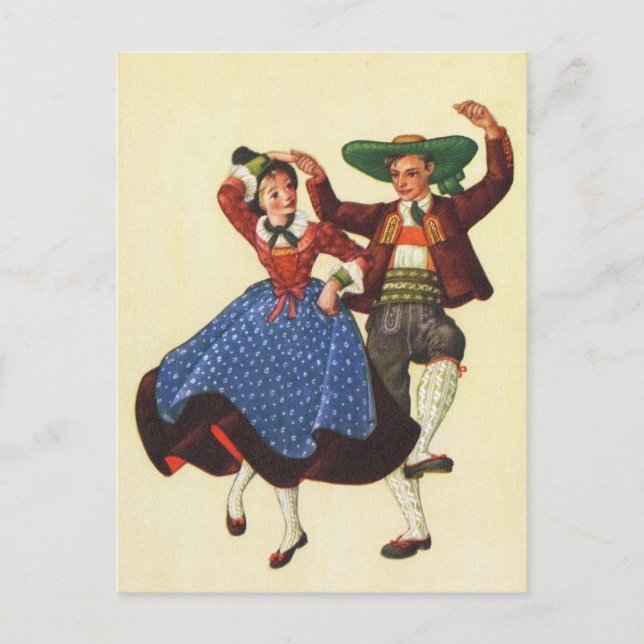 Postal Austria, Tirol, bailarinas tradicionales (Anverso)