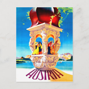 Postal Austria, vals del Danubio, viaje vintage