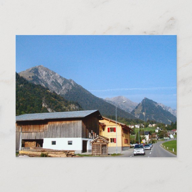 Postal Austria, Zillertal Woodmill y montañas (Anverso)