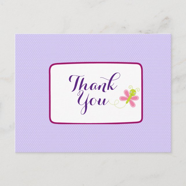 Postal Auténtica mariposa en puntos de Lilac Polka gracia (Anverso)