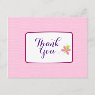 Postal Auténtica mariposa en puntos rosados de polka grac