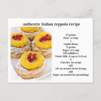 Postal Auténtica receta italiana de Zeppola