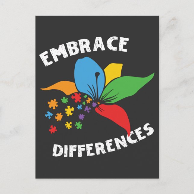 Postal Autism Awareness Embrace Differences Puzzle (Anverso)