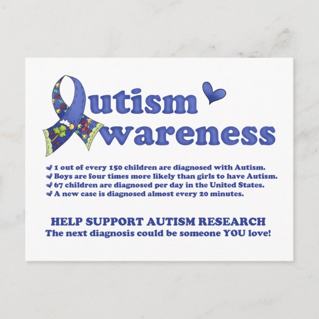 Postal Autism Awareness (hechos sobre autismo) Postcard (Anverso)